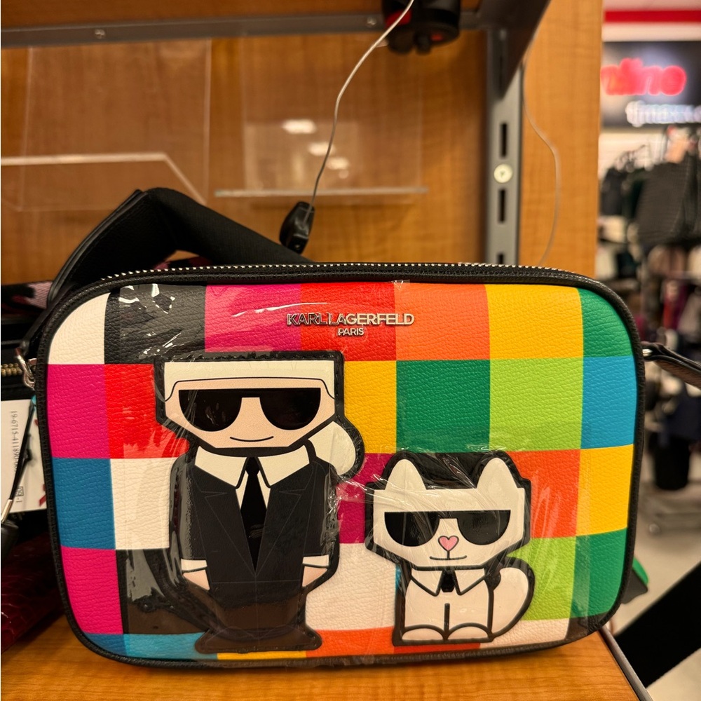 Karl Lagerfeld Paris Multicolor Crossbody Bag with Karl & Cat Design
